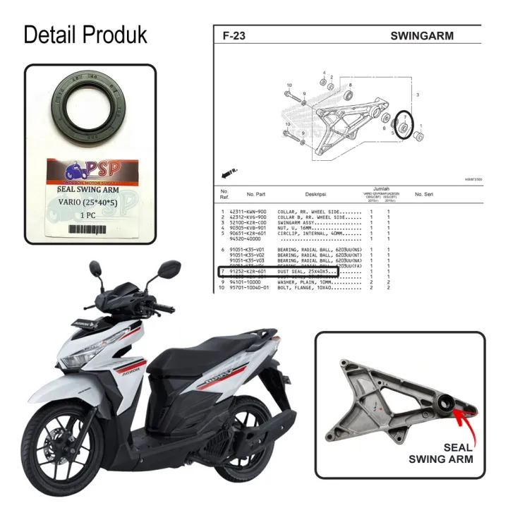 Seal Swing Arm Vario (25 x 40 x 5) SIL KARET RODA BELAKANG SWING ARM