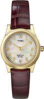 Timex Womens Dress Watch Style # T21693 Elevated Classics Burgundy Leather Strap