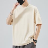 Ice silk feeling popular logo ins American male 2023 summer with short sleeves T-shirt loose half sleeve shirt adolescent leisure mens wear --ntx230801◑❖❅