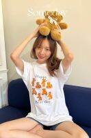 PATTERN.P B052 : Happy bear day T-Shirt  เสื้อยืดเนื้อผ้า cotton100% สกรีนพรีเมี่ยมลาย Mini Bear  งานเกาหลี  สายมินิมอลไม่ควรพลาด