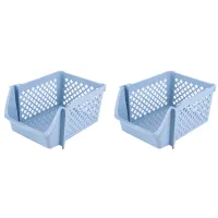 2X Stackable Kitchen Vegetable and Fruit Storage Basket Organizer for Food Snacks Toys Toiletries Plastic Storage Bins