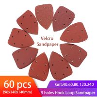60pcs Mouse Detail Sander Sandpaper Triangle Sanding Paper Hook and Loop Assorted 40/60/ 80/100/120/180/ 240 Grits Abrasive Tool