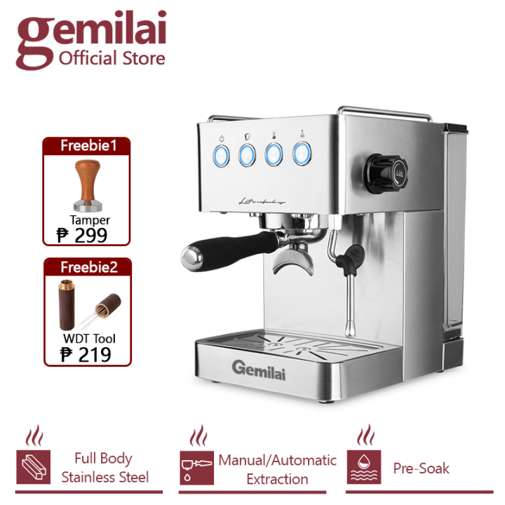 Gemilai CRM3005E Espresso Machine 1.7L Water Tank Semi-Auto 58mm ...