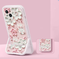 ขาตั้งพับได้ซิลิโคนนิ่มลายดอกไม้ที่มองไม่เห็นลายน่ารักเคสสำหรับ Apple iPhone โทรศัพท์14 13 12 11 X XR XS Pro Max Plus เคสด้านหลังทันสมัยจาก GGQcase