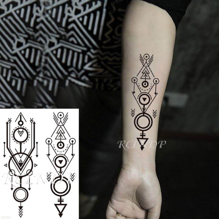 waterproof-temporary-tattoo-sticker-arrow-triangle-totem-geometric-symbol-fake-tatto-flash-tatoo-arm-body-art-for-men-women