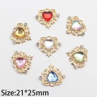 ✴▬ 10Pcs NEW 21x25mm Heart Flat Alloy Rhinestone Buttons For Clothing Decoration Diy Crafts Headband Wedding Decoration