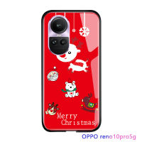 Serpens เคส OPPO Reno10 Pro 5G กันกระแทกต้นคริสต์มาสกวางกวางใหญ่ซานตาคลอสมนุษย์หิมะกระจกเทมเปอร์ฝาครอบป้องกัน