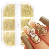 【CW】 6Grid Gold Mixed Size Metal Decorations Small Beads Manicure Fake Nails Accessoires YW19