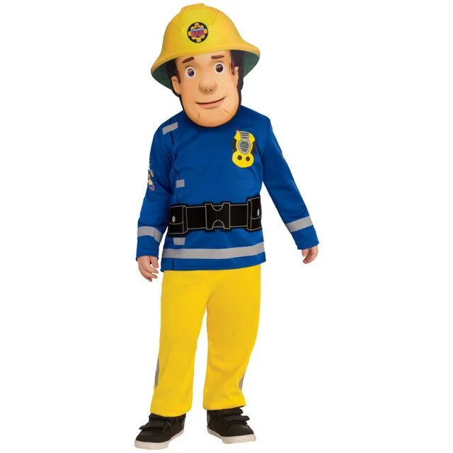 New Fireman Sam Costume Kids Children's Day Party Dress Up Fire Fighter ...