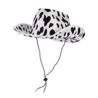 Hot Cowboy Hat Cow Print Cowboy Hat Performance Hat Party Celetion Hat for Cosplay Costume Christmas Party, White Black