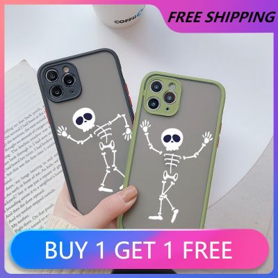 ♕ Funny Cute Dancing Skeleton Phone Case For IPhone 7 8 Plus 13 12 Mini 11 Pro Max XS Max X XR SE 2020 Bumper Shockproof Cover
