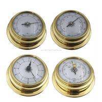 4 Pcs Boat Barometer Clock Thermometer Hygrometer Weather Station Set Wall Mounting Type Brass Case Shell Lightweight