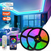 RGB เทป Tuya WiFi สมาร์ท LED Strip 12โวลต์5050 Lumiere Led ริบบิ้นทำงานร่วมกับ Alexa การควบคุมเสียงเปลี่ยนสี5เมตร10เมตร15เมตร20เมตรแสง *