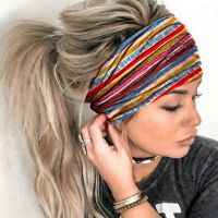 Bohemia Wide Cotton Stretch Women Headbands Headpiece Head Wrap Turban Headwear 2022 Elastic Hair Bands Turban Sports Boho