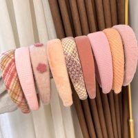 2022 Gentle Pink Womans Hairbands Girl Sweet Plush Wide Side Sponge Headband Hair Hoop Fashion Simple Solid Color Hair Accessory