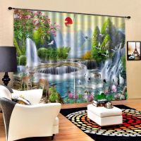 Custom 3D Curtain Crane Model Shading Waterfall Printing Window Stylish living Room Bedroom Curtain Room 3D Curtain Window