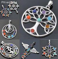 Crystal Gemstone Pendant Colorful Seven Chakra Leather Rope Necklaces