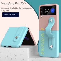 INOVAGEN สำหรับ Samsung Galaxy Z Flip 4 Flip 3สายรัดข้อมือเคสโทรศัพท์,ขาตั้งแบบนุ่มป้องกันเต็มรูปแบบ,การออกแบบสีตัดกันแบบพับได้,ทนลายนิ้วมือหลายสี