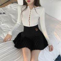 利Hannie-Women Summer Autumn Metal Decoration High Waist Half Skirt