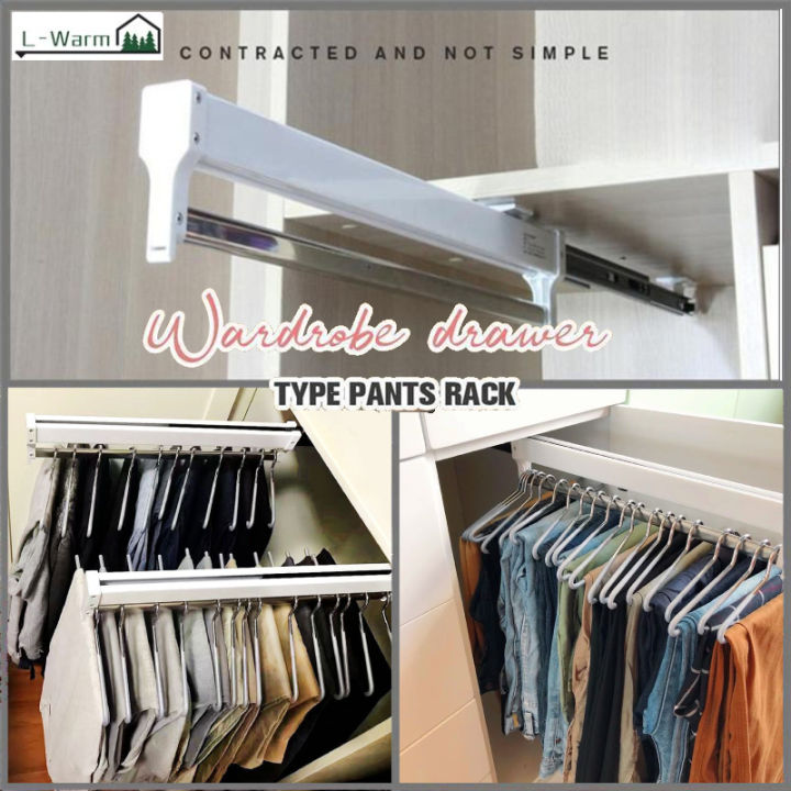Pull-Out Closet Valet Rod Adjustable Wardrobe Clothing Rail Top