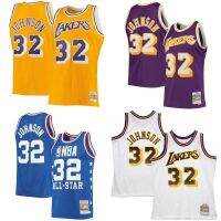 เสื้อกีฬา NBA Jersey Los Angeles Lakers No.32จอห์นสันคลาสสิกเสื้อกีฬารุ่นที่ระลึกใส่ได้ทั้งชายและหญิง