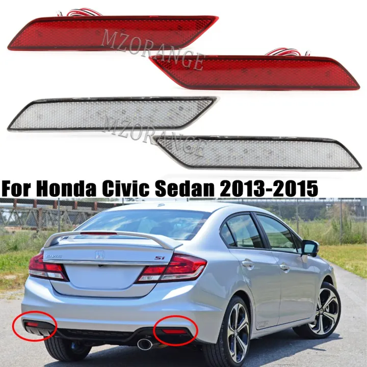 1 Pair of Led Rear Bumper Reflector Light For Honda Civic 2013 2014