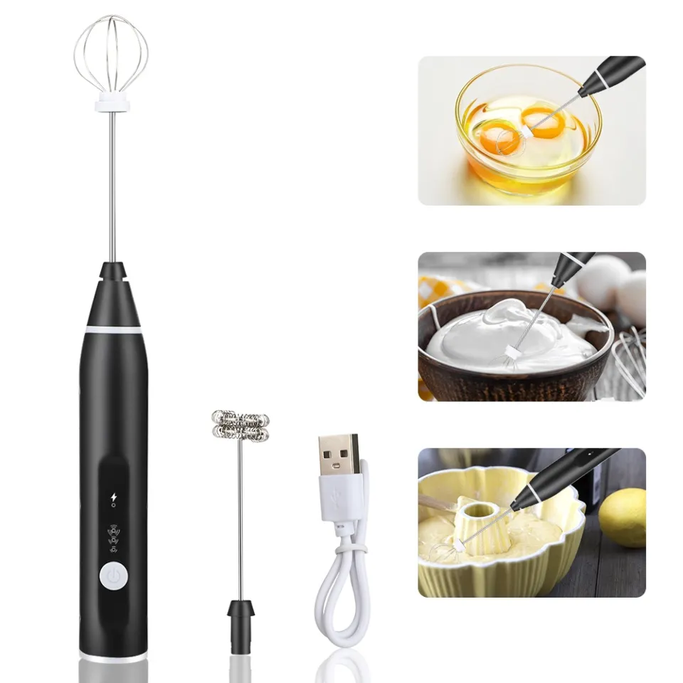 Mini Handheld Rechargeable Coffee Milk Frother + Egg Beater Mixer + Usb  Cable