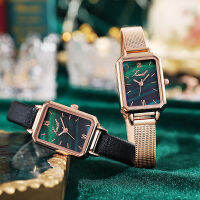 นาฬิกาผู้หญิงนาฬิกา Retro สุทธิสีแดงแฟชั่นนาฬิกาสีเขียวขนาดเล็ก Malachite Green Disc Watch