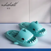 Size 46 47 Parent Child Lovely Shark Slippers Men Women‘s Bathroom Water Leakage Quick Drying Hollow Out Non Slip Home Slippers