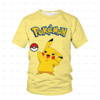 Pokemon 3D เสื้อยืดสำหรับชายและเด็กเสื้อยืด Pikachu การ์ตูน Cool เสื้อยืดสำหรับชายและหญิงแฟชั่น Street เด็ก4T-14T