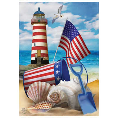 Home Outdoor Double Sided Vertical Vibrant Color Flax Independence Day Lighthouse Summer Patriotic Decoration Garden Flag