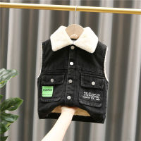 High-end Autumn Baby Girls Warm Denim vest jacket Winter Boys Thicken Waistcoat Kids Outerwear Vest Plus fleece Children Jackets