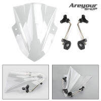 Areyourshop ทั่วไป รถจักรยานยนต์กระจก Windshield Visor สำหรับ Honda Yamaha Kawasaki KTM Suzuki Harley Davidson BMW Vespa สีโปร่งใส พร้อม คลิป