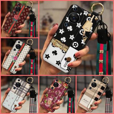 Simple Lanyard Phone Case For Huawei P60 Art Phone Holder Durable cute silicone Small daisies Original Wrist Strap Soft