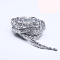 1คู่ Shiny Glitter Silver Shoelaces 110ซม. รองเท้าผ้าใบกีฬารองเท้า Laces Bootlaces รองเท้า Laces Strings