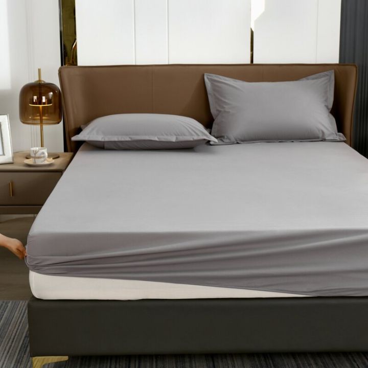 1ชิ้น100-kasur-kapuk-ผ้าปูที่นอนพอดีผ้าปูที่นอนกันน้ำผ้าปูที่นอนพื้นสำหรับเตียงคู่เตียงควีน-kasur-kapuk-คิงไซส์ผ้าลินินเดี่ยว