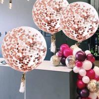 12/18/36 inch Transparent Rose Gold Confetti Balloons wedding birthday Party Star Heart Round Foil Confetti Decor Kids Globos Balloons