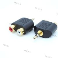 Gold plated 3pole Stereo 3.5mm AUX male to 2 RCA Female Audio Adapter Splitter Connector for pc Speaker Earphone Headphone YB23TH