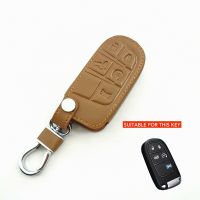 ♛❐☂ Leather Remote Car Key Fob Cover Case Shell For Jeep Grand Cherokee Renegade For Dodge Charger Challenger Dart Journey Chrysler