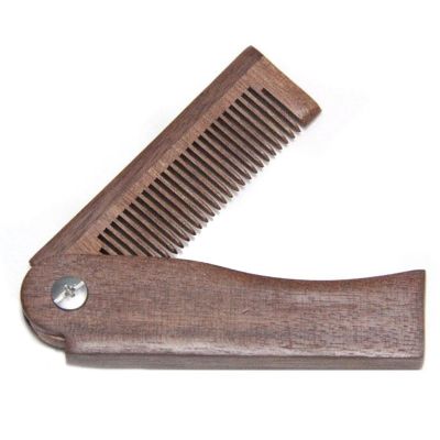 【CC】 Men  39;s Comb Folding Beard with Leather Sandalwood Hair Combs Set for Men Use