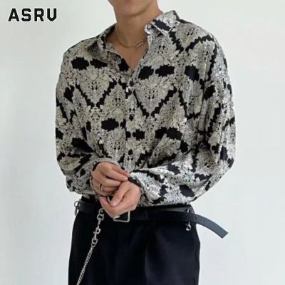 ASRV เสื้อเชิ้ตชาย เสื้อเชิ้ตผู้ชาย เสื้อเชิ้ตลำลองชาย shirts for men เชิ้ตผู้ชาย เสื้อเสื้อเชิ้ตลำลองดีไซน์เนอร์ผ้าแจ็คการ์ดชายเรียบพอดีตัว,เสื้อหลวมใส่สบาย