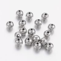 100pc Stainless Steel Beads Solid Round Stainless Steel Color 4mm Hole: 1.2mm