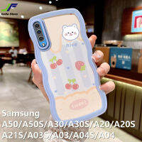 เคสโทรศัพท์หมีนำโชคสำหรับ Samsung Galaxy A50 / A30 / A20 / A20S / A30S / A50S / A21S / A03S / A04S / A03/A04เคสกระต่ายน่ารักเคลือบด้านทีพียูอ่อนมีสีฝาหลังขอบคลื่นเคสโทรศัพท์