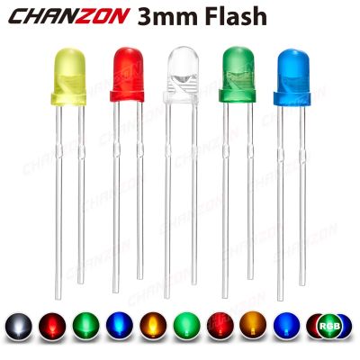100 Pcs 3mm Led Diode Flashing White Red Green Blue Yellow Rgb Fast Slow Flash Diffused Clear Color Changing Light Emitting Lamp Electrical Circuitry