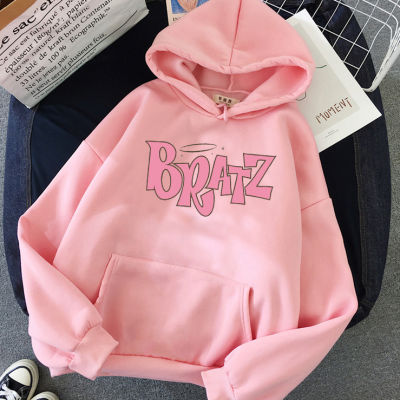 Bratz Letter print hoodie Autumn winter Sweatshirt unisex men and Womens Casual student Fashion Hooded Sweatshirt Long Sleeve