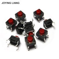 10PCS/Lot 6x6x5MM Black/ Red Small Button Switch Copper Foot Micro Square Push Button Switches Electronic Accessories 6X6X5