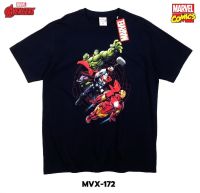 ลิขสิทธิ์แท้จาก Marvel เสื้อยืด Avengers Iron Man Hulk Thor แขนสั้นผู้ชาย สีน้ำเงินกรมท่า Official licences mvx-172