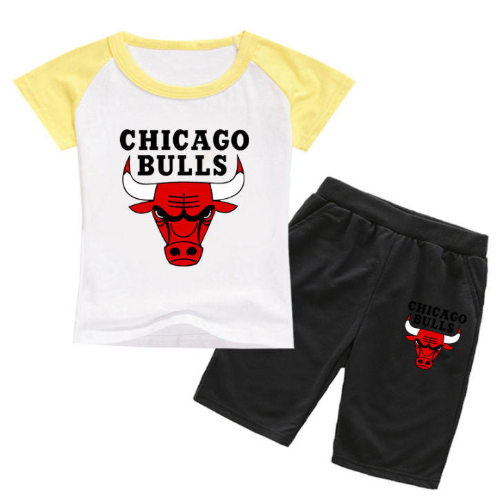 chicago-bu-lls-ชุดผ้าฝ้ายแขนสั้นลายการ์ตูน-อะนิเมะถักลำลองพิมพ์ลายเสื้อยืดเด็ก0000-2023