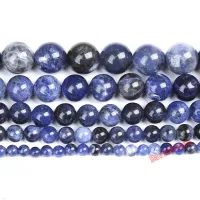 Natural Stone Old Blue Sodalite Round Loose Beads 15 quot; Strand 4 6 8 10 12MM Pick Size For Jewelry Making