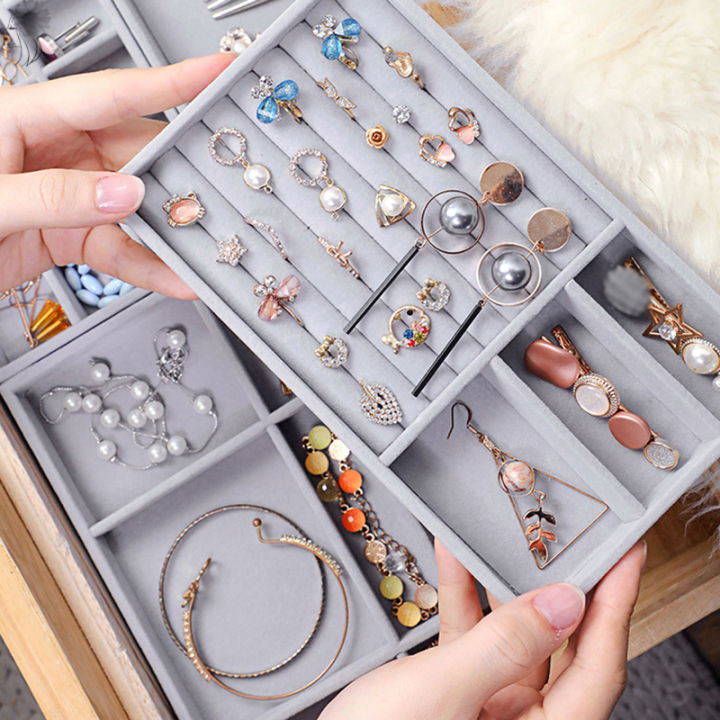 Fashion Portable Velvet Jewelry Ring Jewelry Display Organizer Box